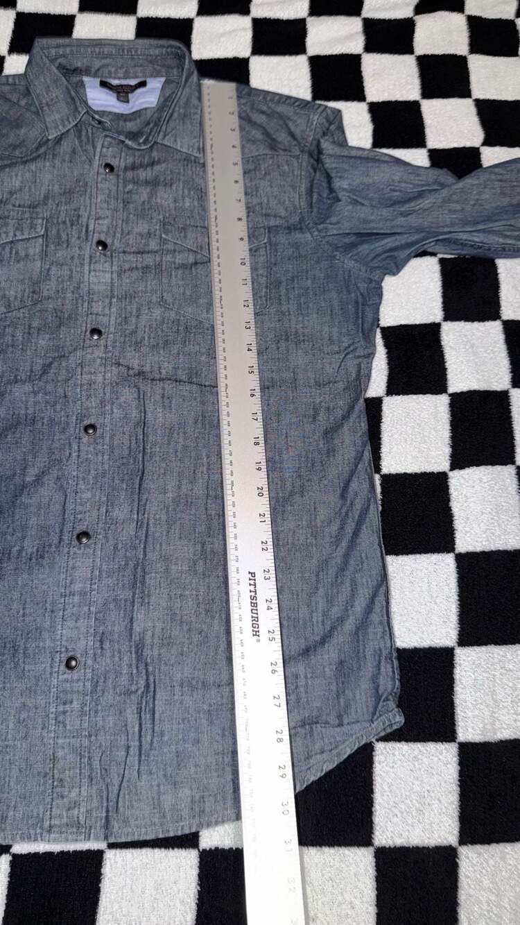 Banana Republic Tailored Slim Fit Tall L Gray Chambray Denim Long Sleeve - Picture 5 of 7